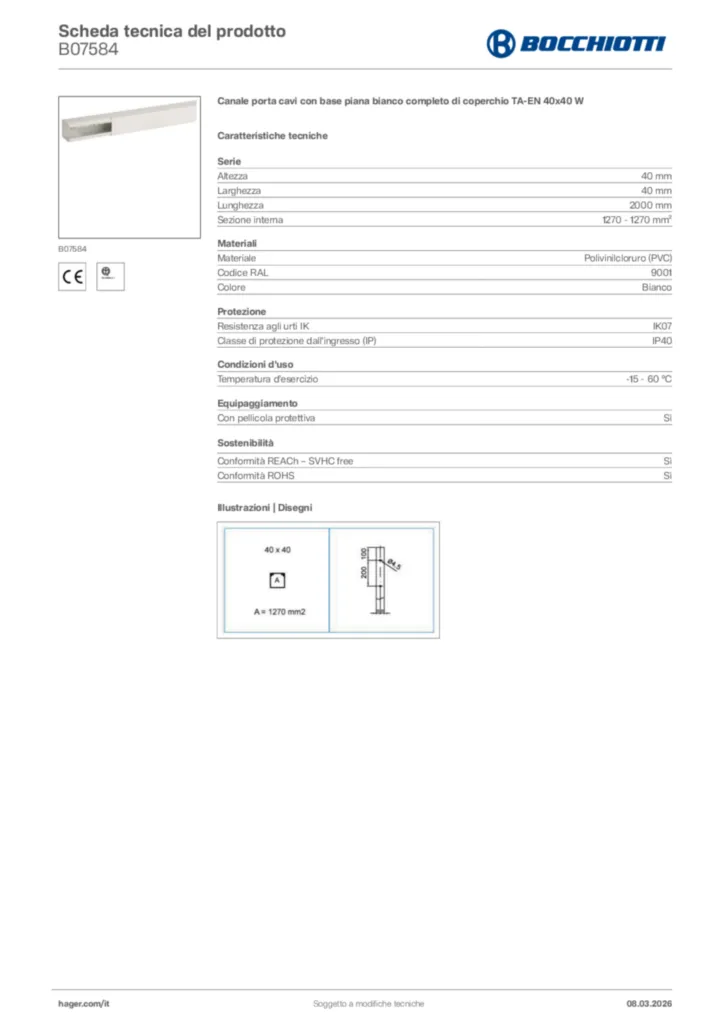 Immagine Bocchiotti Scheda tecnica del prodotto B07584 | Hager Italia