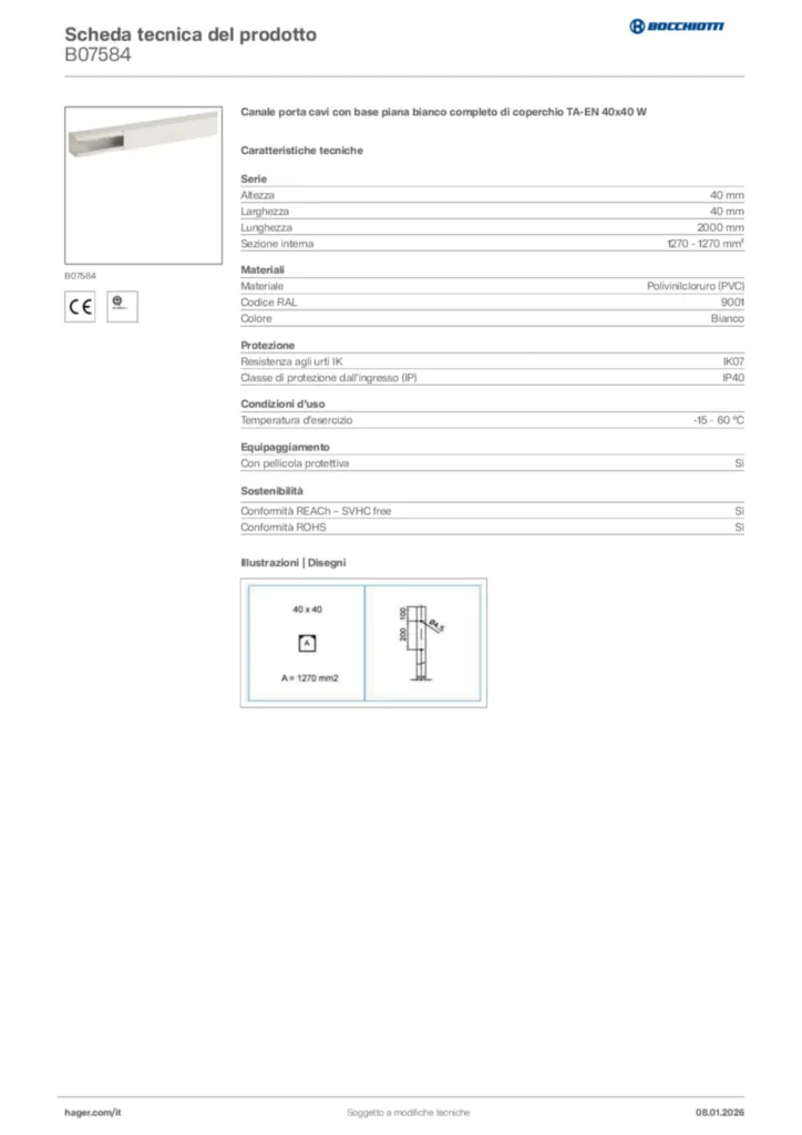 Immagine Bocchiotti Scheda tecnica del prodotto B07584 | Hager Italia