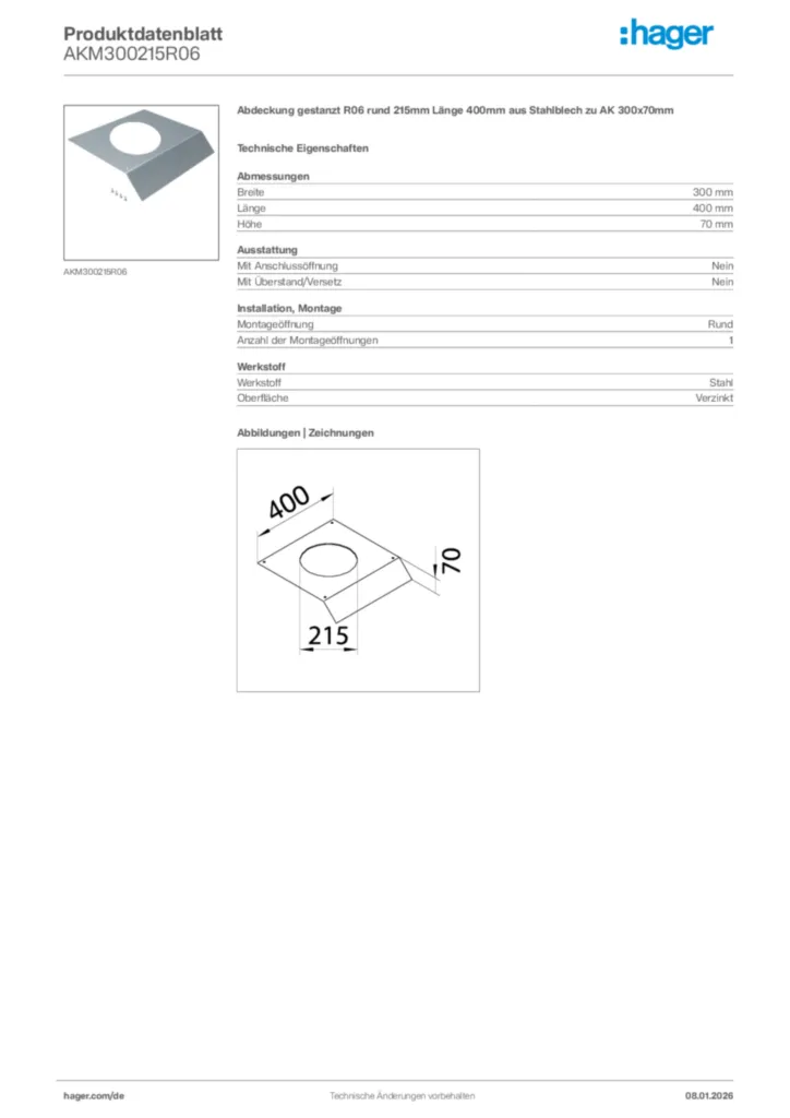 Bild Hager Produktdatenblatt AKM300215R06 | Hager Deutschland