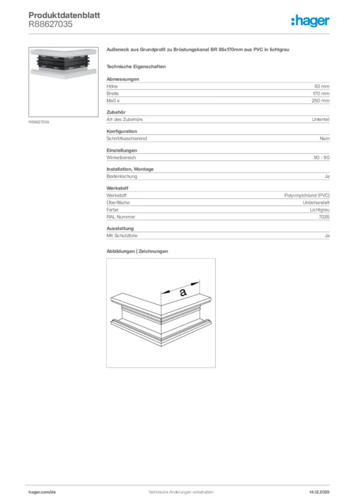 Bild Hager Produktdatenblatt R88627035 | Hager Deutschland