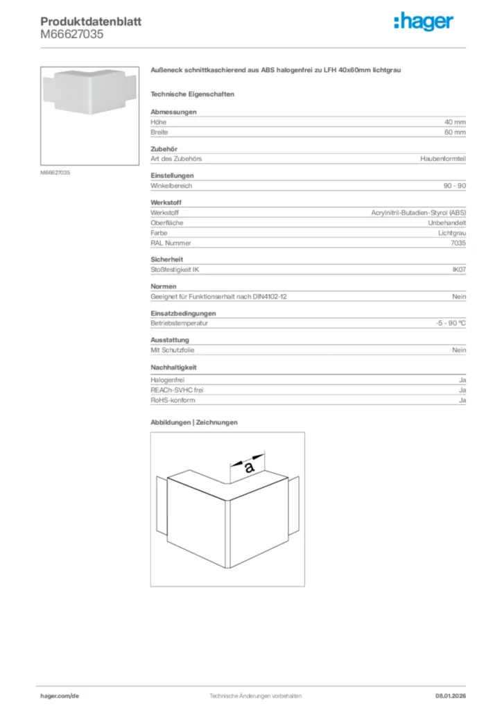 Bild Hager Produktdatenblatt M66627035 | Hager Deutschland