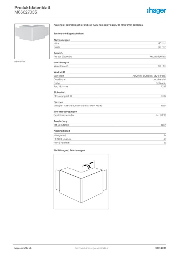 Bild Hager Produktdatenblatt M66627035 | Hager Schweiz