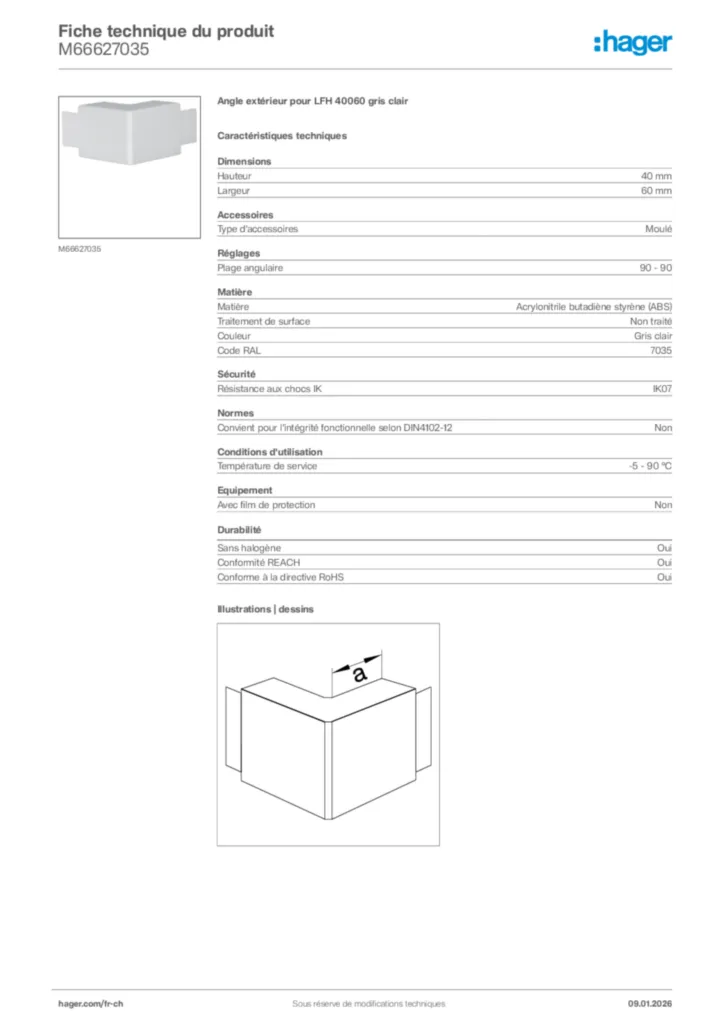 Image Hager Fiche technique du produit M66627035 | Hager Suisse