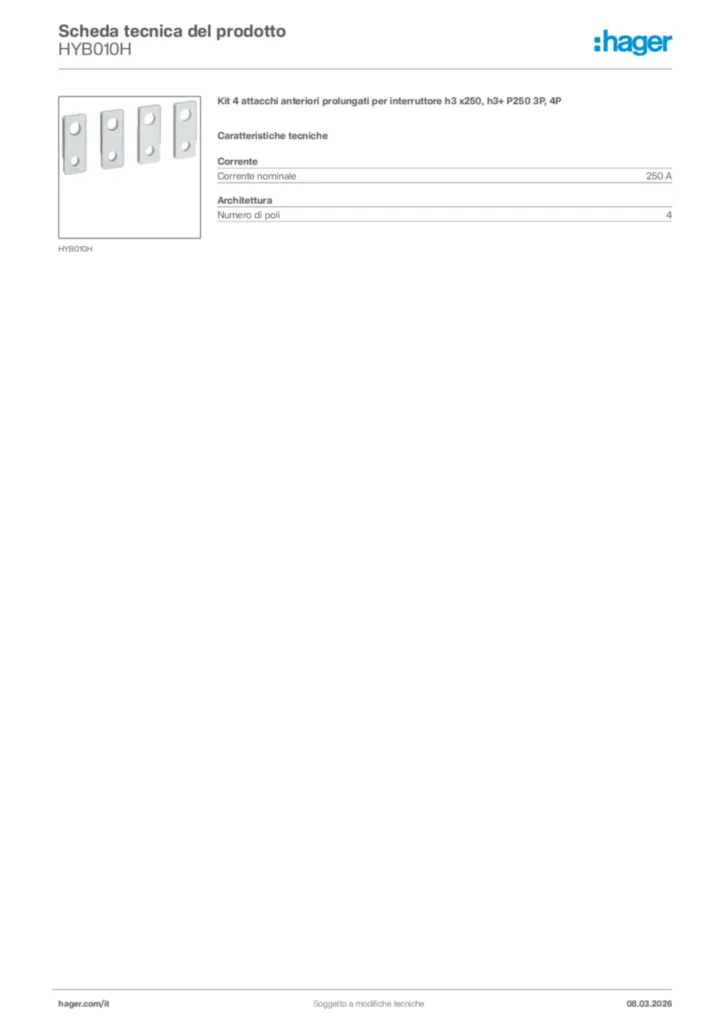 Immagine Hager Scheda tecnica del prodotto HYB010H | Hager Italia