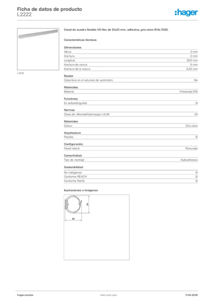 Imagen Hager Ficha de datos de producto L2222 | Hager España