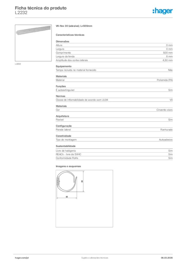 Imagem Hager Ficha técnica do produto L2232 | Hager Portugal