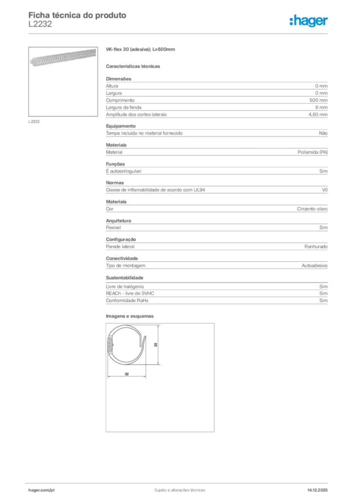 Imagem Hager Ficha técnica do produto L2232 | Hager Portugal