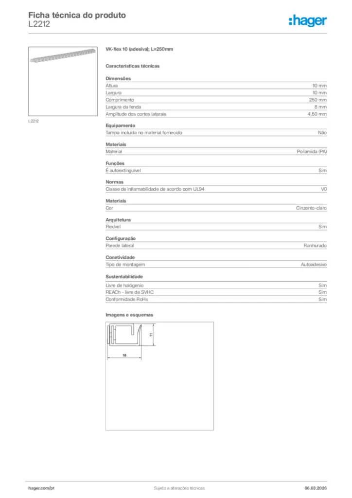 Imagem Hager Ficha técnica do produto L2212 | Hager Portugal