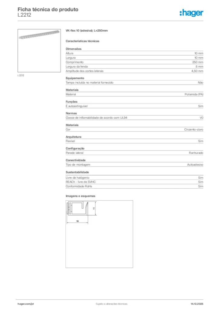 Imagem Hager Ficha técnica do produto L2212 | Hager Portugal