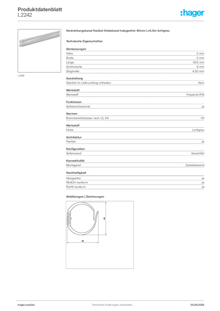 Hager Produktdatenblatt L2242