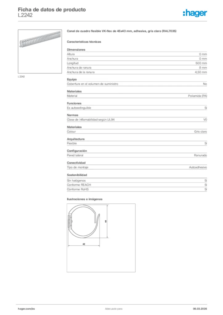 Imagen Hager Ficha de datos de producto L2242 | Hager España