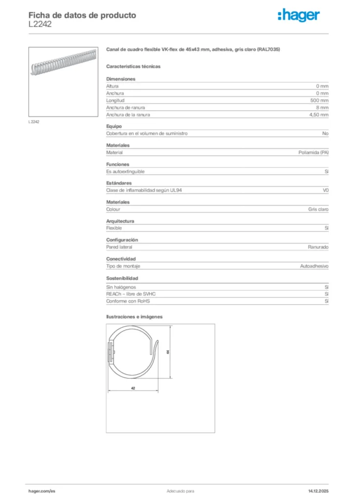 Imagen Hager Ficha de datos de producto L2242 | Hager España