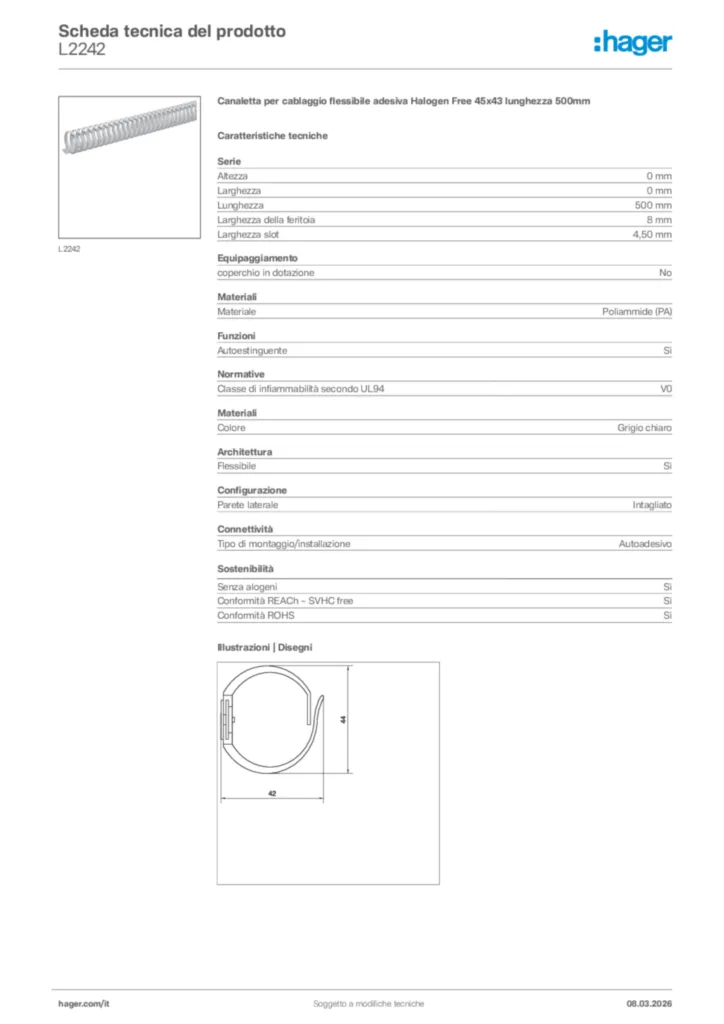 Immagine Hager Scheda tecnica del prodotto L2242 | Hager Italia