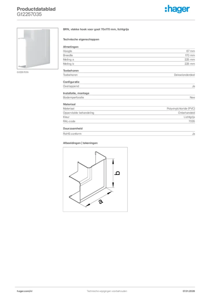 Afbeelding Hager Productdatablad G12257035 | Hager Nederland