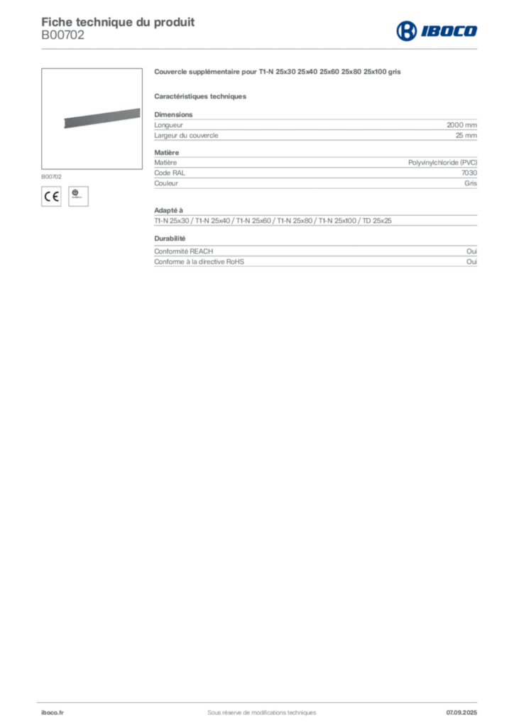 Image Iboco Fiche technique du produit B00702 | Hager France