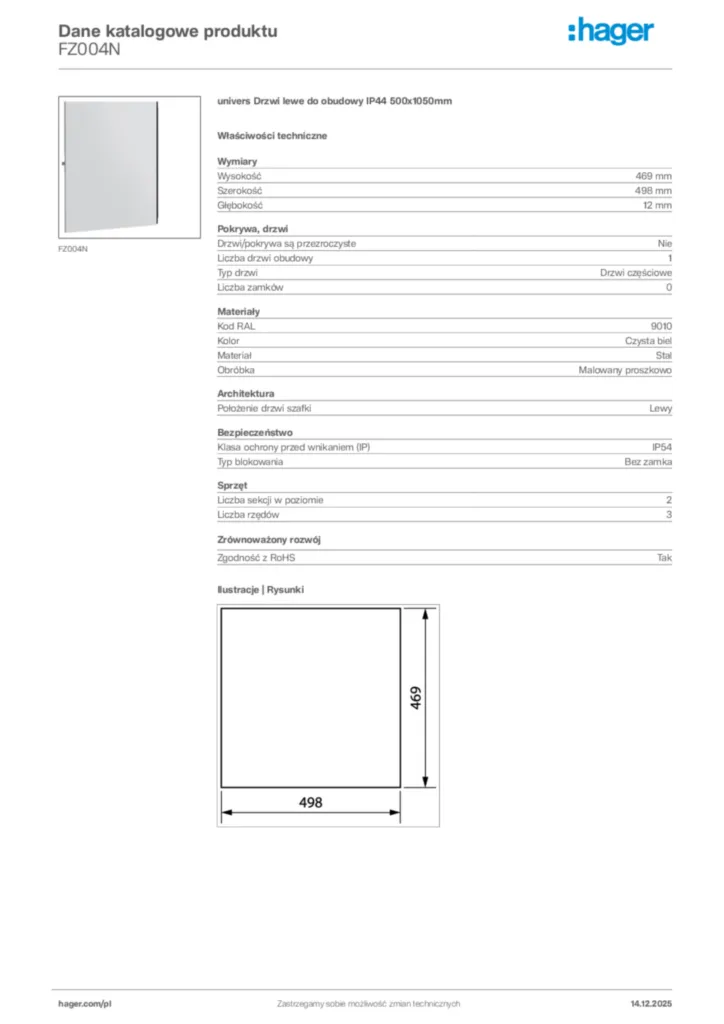 Zdjęcie Hager Karta katalogowa FZ004N | Hager Polska