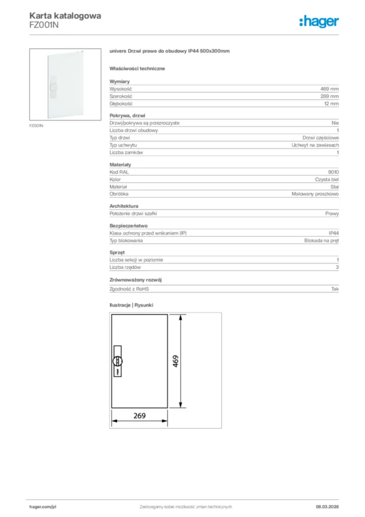Zdjęcie Hager Karta katalogowa FZ001N | Hager Polska