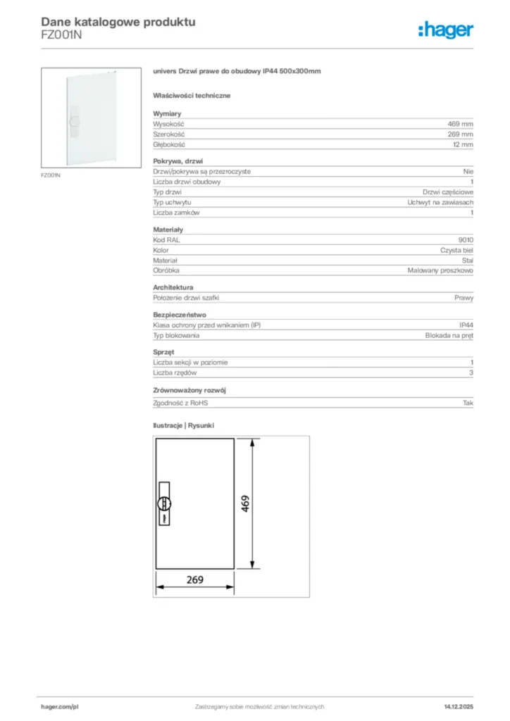 Zdjęcie Hager Karta katalogowa FZ001N | Hager Polska
