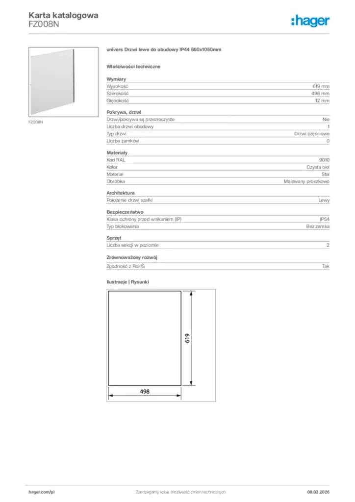 Zdjęcie Hager Karta katalogowa FZ008N | Hager Polska