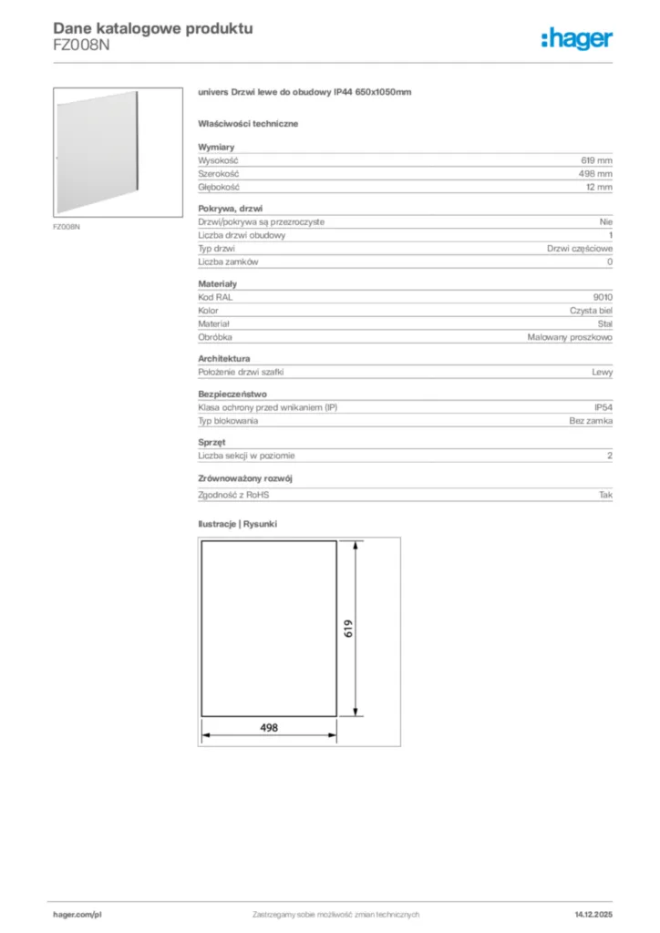 Zdjęcie Hager Karta katalogowa FZ008N | Hager Polska
