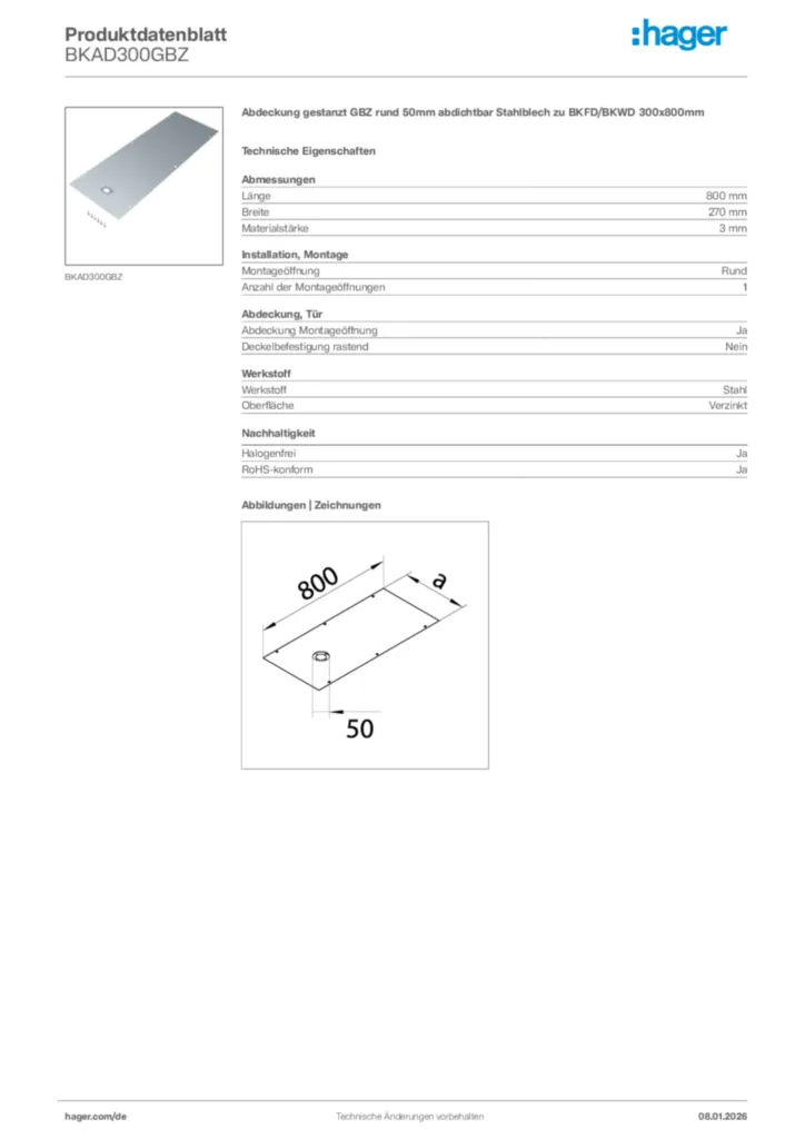 Bild Hager Produktdatenblatt BKAD300GBZ | Hager Deutschland