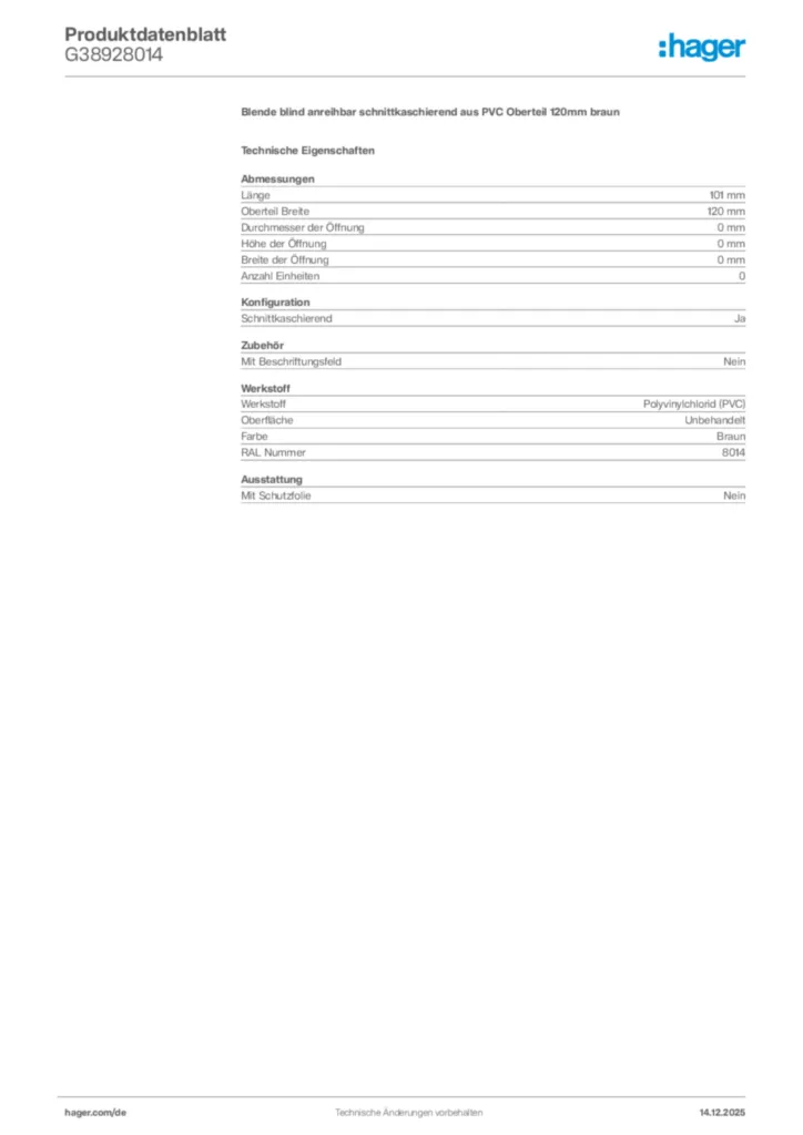 Bild Hager Produktdatenblatt G38928014 | Hager Deutschland