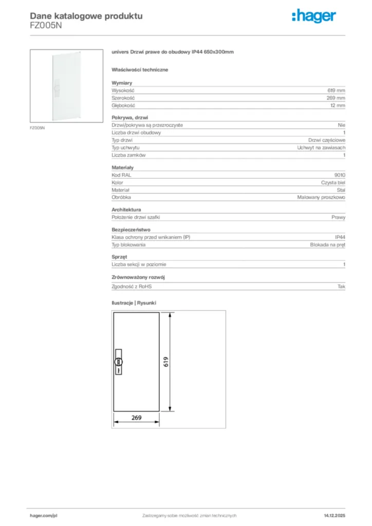 Zdjęcie Hager Karta katalogowa FZ005N | Hager Polska