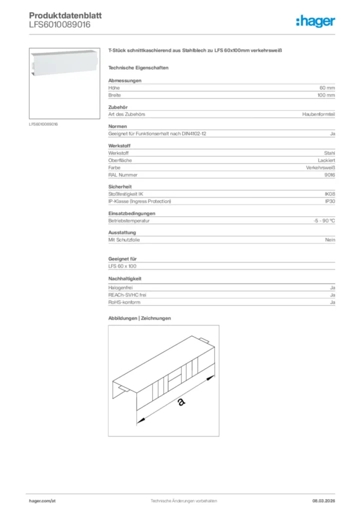 Bild Hager Produktdatenblatt LFS6010089016 | Hager Deutschland