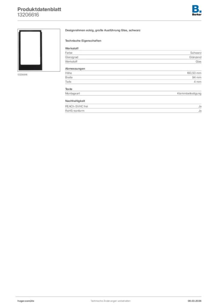 Bild Berker Produktdatenblatt 13206616 | Hager Deutschland