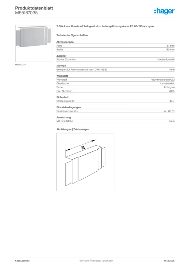 Bild Hager Produktdatenblatt M55167035 | Hager Deutschland