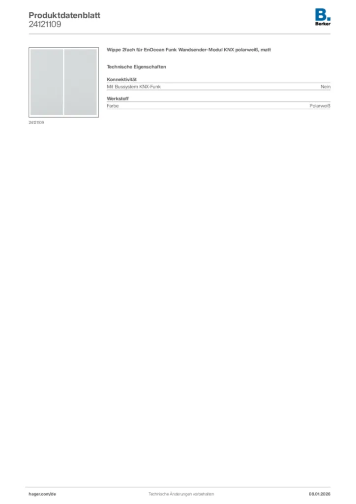 Bild Berker Produktdatenblatt 24121109 | Hager Deutschland