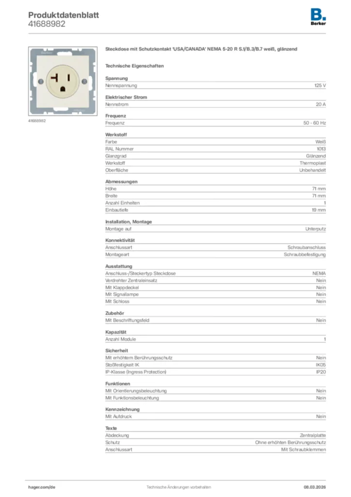 Bild Berker Produktdatenblatt 41688982 | Hager Deutschland