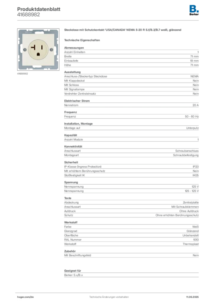 Berker Produktdatenblatt 41688982