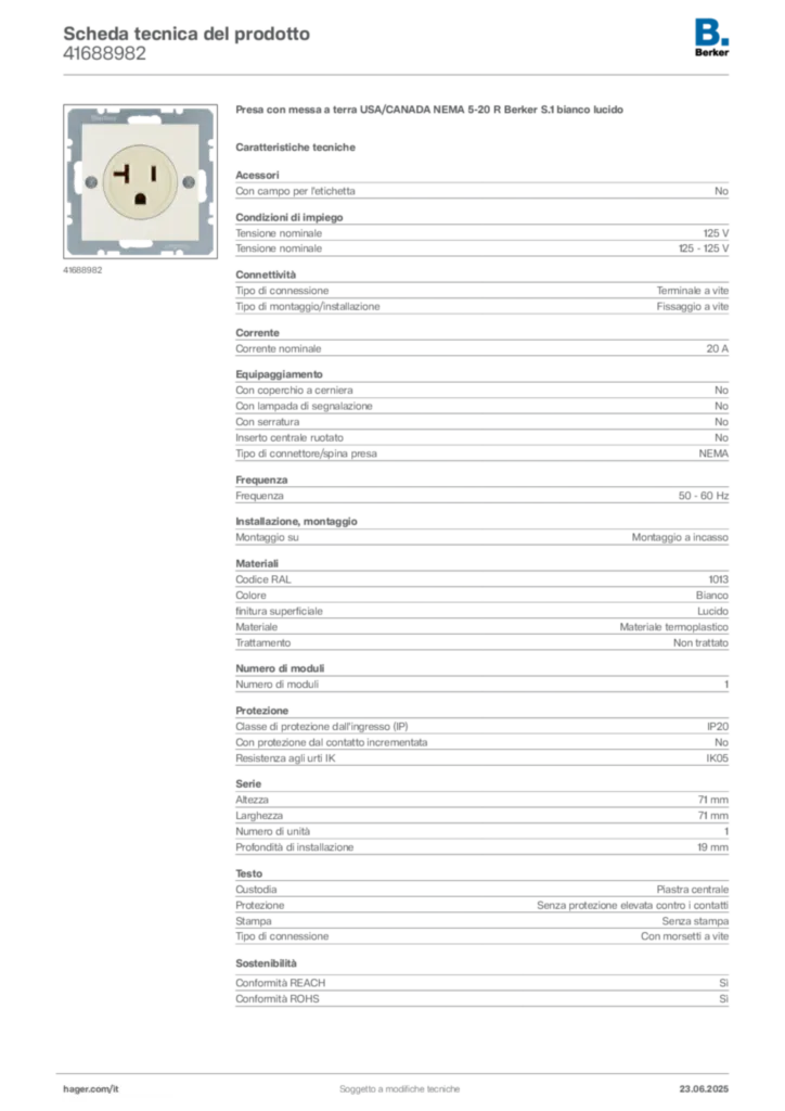 Immagine Berker Scheda tecnica del prodotto 41688982 | Hager Italia