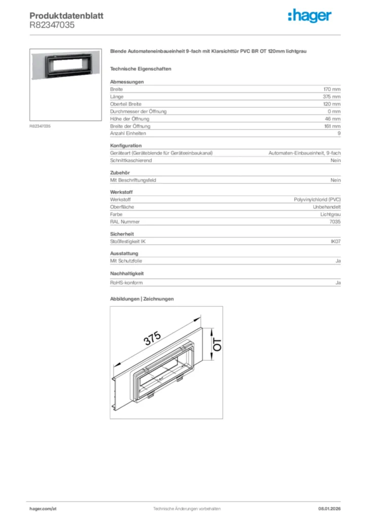 Bild Hager Produktdatenblatt R82347035 | Hager Deutschland