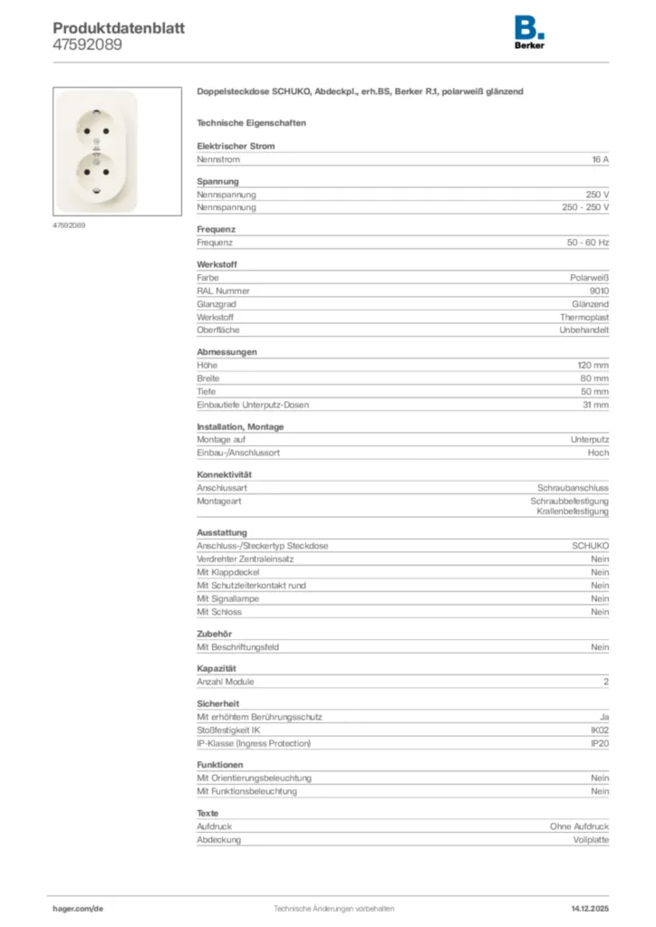 Berker Produktdatenblatt 47592089