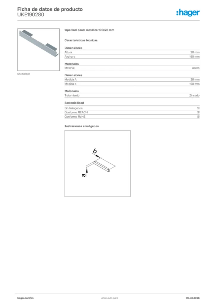 Imagen Hager Ficha de datos de producto UKE190280 | Hager España