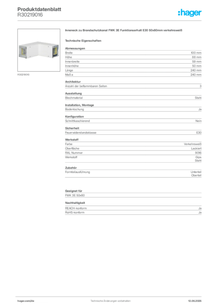 Bild Hager Produktdatenblatt R30219016 | Hager Deutschland