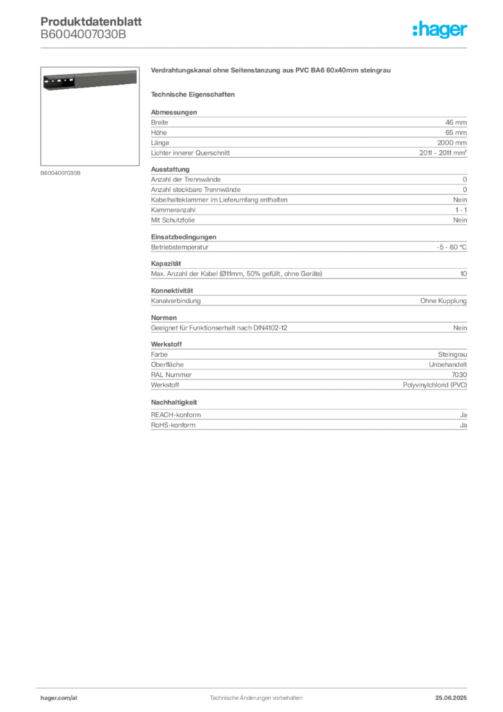 Bild Hager Produktdatenblatt B6004007030B | Hager Deutschland