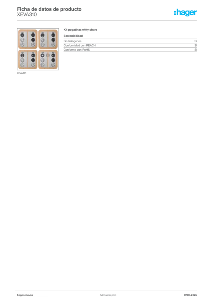 Imagen Hager Ficha de datos de producto XEVA310 | Hager España