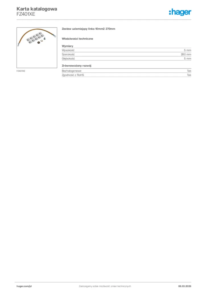 Zdjęcie Hager Karta katalogowa FZ401XE | Hager Polska