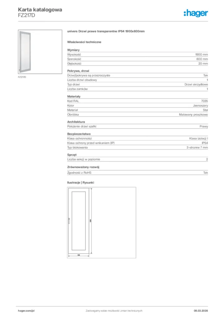 Zdjęcie Hager Karta katalogowa FZ217D | Hager Polska