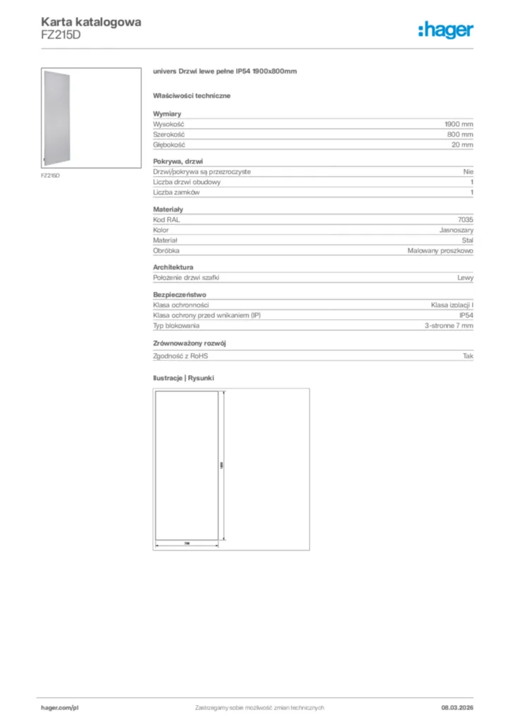Zdjęcie Hager Karta katalogowa FZ215D | Hager Polska