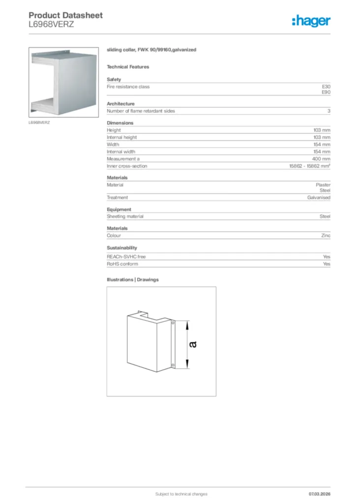 Image Hager Product data sheet L6968VERZ  | Hager Africa