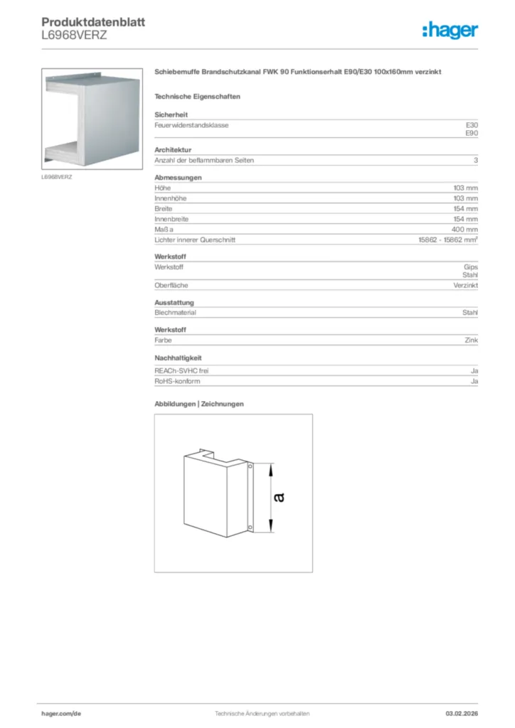 Hager Produktdatenblatt L6968VERZ