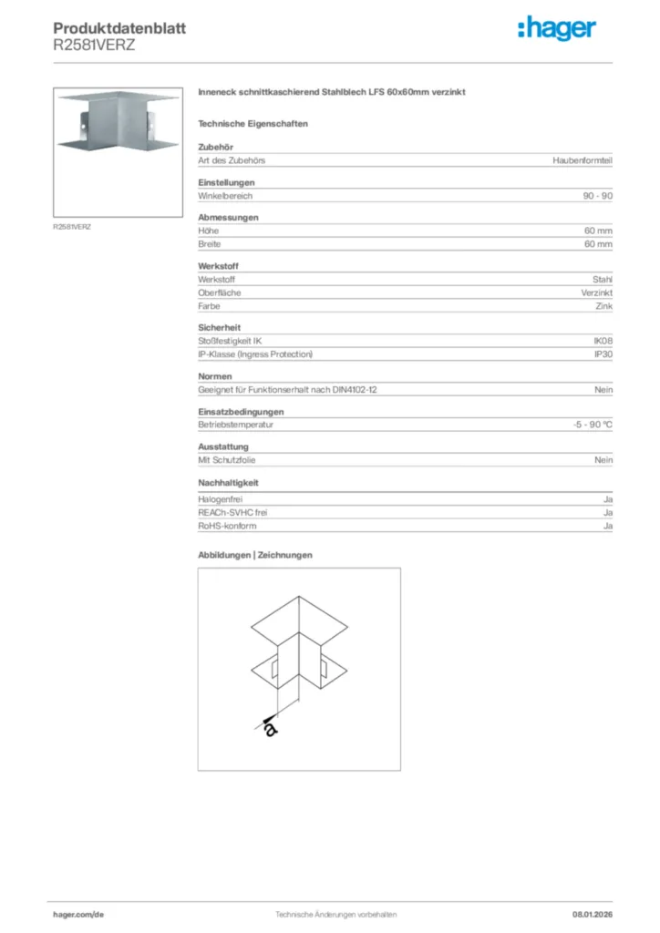 Bild Hager Produktdatenblatt R2581VERZ | Hager Deutschland