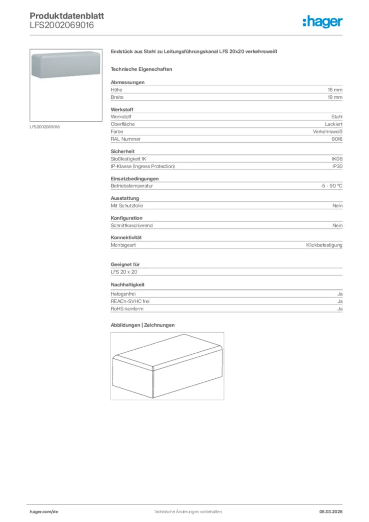 Bild Hager Produktdatenblatt LFS2002069016 | Hager Deutschland