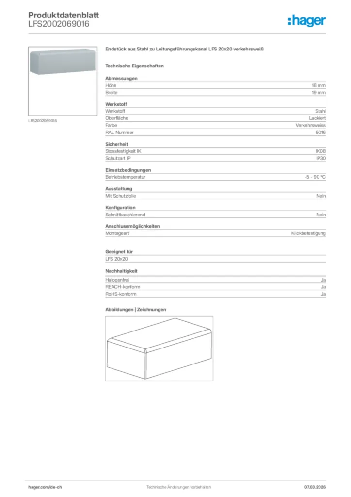 Bild Hager Produktdatenblatt LFS2002069016 | Hager Schweiz