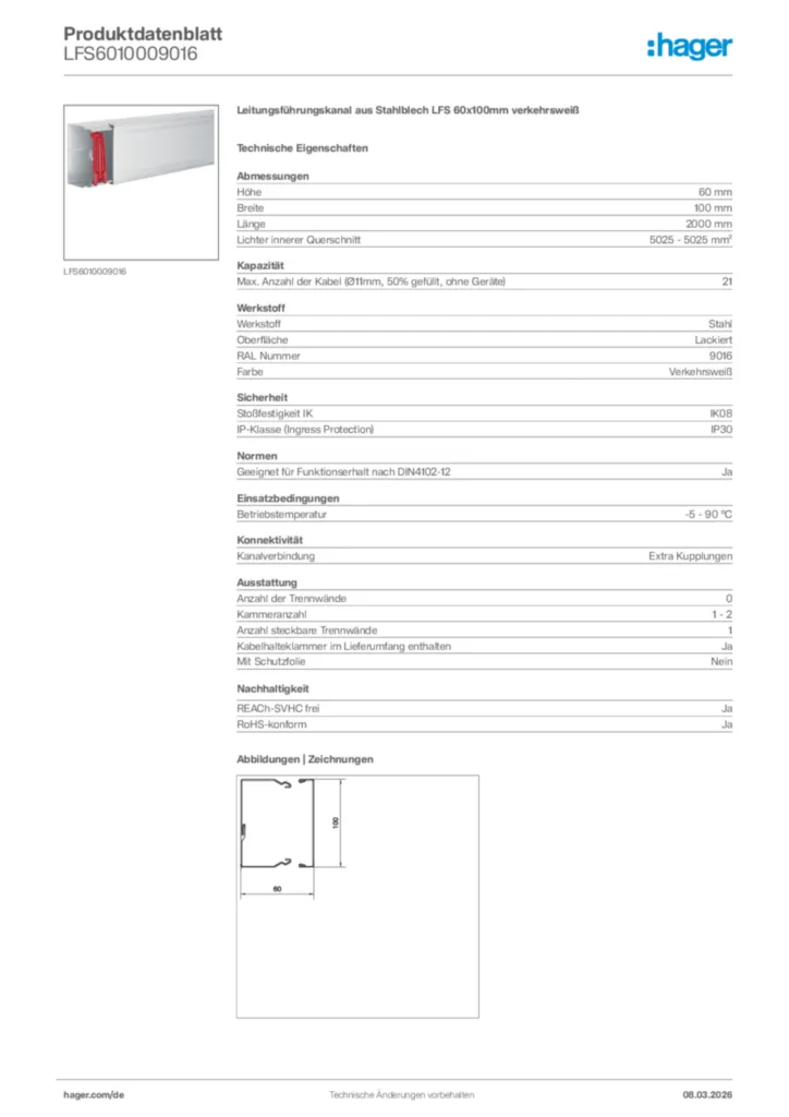 Bild Hager Produktdatenblatt LFS6010009016 | Hager Deutschland