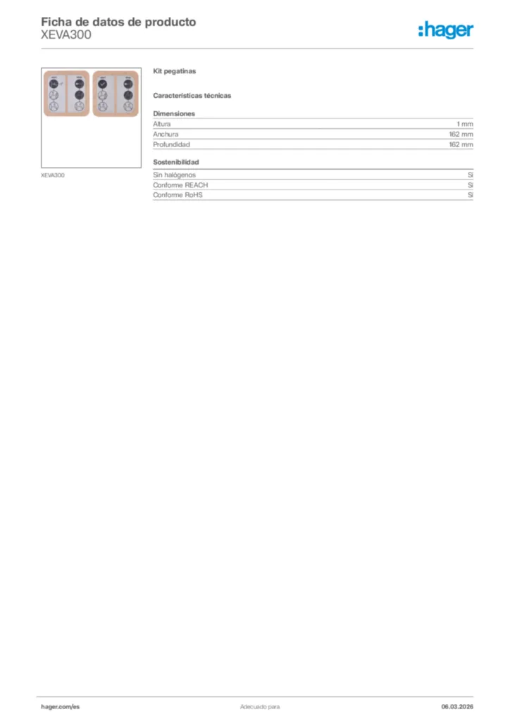 Imagen Hager Ficha de datos de producto XEVA300 | Hager España